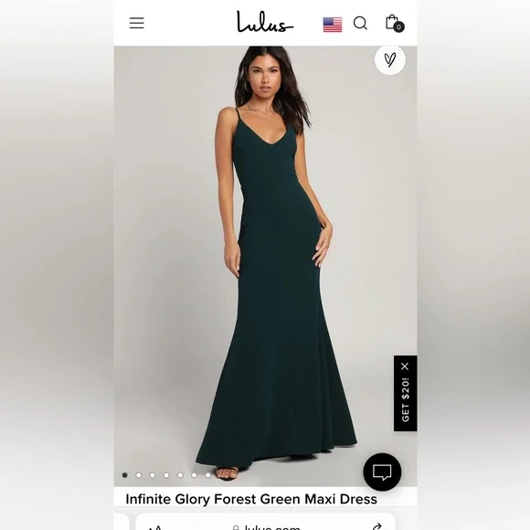 Lulus Infinite Glory Maxi Dress, Forest Green, M